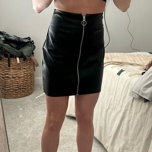 Black Zippered Leather Skirt